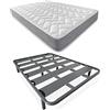 DUÉRMETE ONLINE Letto Completo con Materasso Viscotec Reversibile (Lato Inverno/Estate) + Rete Rinforzata 40 x 30 mm con 6 Gambe Metalliche filettate, Lega di Acciaio, Grigio, 105 x 190