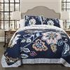 Lush Decor 5 Piece Aster Quilted Comforter Set, Navy, Full/Queen