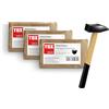 TOX Chiodi per quadri TOX Home Classic in 3 misure + martello da fabbro 300 g, chiodi in acciaio temprato con testa in ottone misura 2,0x25/30/50 mm (20 pezzi ciascuno), 063909003