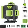 Olubfdh Laser a linee incrociate, 4D 16 linee, livella laser autolivellante 4x360° verde, per lavori di costruzione e per appendere quadri, con 2 batterie ricaricabili, collegamento per la ricarica