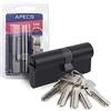 APECS Serratura cilindrica, cilindro profilato, nero, 85 (40/45) mm, per serratura porta d'ingresso, con 5 chiavi, modello SM-85 (40/45))-BLM