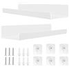 Yudobliss Ripiani galleggianti Acrilici, 2 Pezzi Bianco Scaffale Galleggiante a Muro, 38 x 11cm Scaffali Acrilici Galleggianti, Supporti a Muro, Scaffali Bagno Acrilici per muro, per Libreria Invisibile