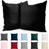 Dreamzie Federe 65x65 Cotone Rinforzato (Set da 2) - Nero - Trama Fitta a 57 Fili/cm² - Federe Cuscini 65x65 cm - Federe Cuscino 65x65 Certificate Oeko Tex - Dreamzie