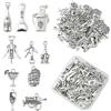 UR URLIFEHALL Ciondoli in stile tibetano assortiti in argento antico, per fai da te, collane, bracciali, portachiavi, creazione di gioielli, Vetro Metallo Argento Plastica