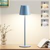 PreeOtti Lampada da Tavolo Senza Fili LED Dimmerabile, 3 Modalità di Colore, Lampada da Comodino Touch Ricaricabile per Camera da Letto, Soggiorno, Campeggio all'aperto Esterno Verande(Blu)