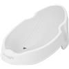 Shnuggle | Supporto per il bagnetto del neonato | Sedile ergonomico morbido al tatto | Base antiscivolo leggera | Igienico e compatto | Perfetto per bambini fino a 6 mesi/9 kg | Bianco e Grigio