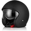 ORIGINE Casco moto Jet Casco da scooter con visiera omologata ECE 22-06(SOLID MATT BLACK,XS)