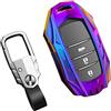 Otai Lega di zinco + TPU + pelle Cover per Custodie per Chiavi Auto per Toyota Prius Camry Corolla CHR RAV4 Prado 2016-2021 Telecomando Shell 2 3 Pulsanti (Multicolore)