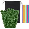 JurciCat Tavola Sensoriale con Borsa Viaggio e 12 Cordoncini Accessori Tavola Sensoriale Silicone Doppia Faccia Giocattolo Sensoriale per Bambini dai 3 Anni e Adulti Gioco D'attività (Verde Militare
