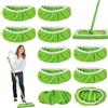 Drufoful 10 Pezzi Panni per Swiffer Lavapavimenti 25,4x11,5cm Kit, Bastone per Swiffer Sweeper Mop Pavimenti Panni per Scopa, Riutilizzabile Lavabil Panni Umidi, per Tutti I Tipi Di Pavimento