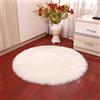 Insun Tappeto in Finta Pelle di Pecora Pelo Lungo Scendiletto Rotondo Tappeti Antiscivolo per Soggiorno in Camera da Letto Divano bianco 45cm Diametro