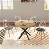 GrandCA HOME Tavolo da Pranzo con 4 Sedie, Tavolo da Pranzo Rotondo da 100 CM, Sedia da Cucina Imbottita Trasparente, Set Tavolo da Pranzo e Sedie (Chiaro + Nero)