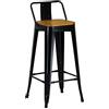 Totò Piccinni Sgabello Industry con SEDUTA in LEGNO e schienale in Metallo Design Industriale (1 Sgabello, Nero)