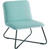 HOMCOM Poltrona in Velluto Stile Nordico Senza Braccioli, Poltroncia da Camera con Base in Metallo Incrociata, 55x69x68cm, Verde