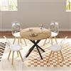 GrandCA HOME Tavolo da Pranzo con 4 Sedie, Tavolo da Pranzo Rotondo da 100 CM, Sedia da Cucina Imbottita Trasparente, Set Tavolo da Pranzo e Sedie (Chiaro + Bianco)