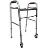 HEALTH Medical Fab Deambulatore pieghevole in allumino, con 2 ruote piroettanti da 9,4 cm e 2 puntali, regolabile in altezza