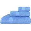 Vionara Home Set Asciugamani 3 Pezzi (Viso + Ospite + Telo) in Spugna 560gr, 100% Cotone, Asciugamani per Bagno, Palestra, Hotel e Spa, Morbidi e Assorbenti, Tris Bagno (Celeste)