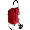 R.Leone Carrello spesa 2 Ruota con robusto telaio in alluminio e borsa in tela impermeabile rimovibile ideale per lo shopping comodo e pratico (Rosso, 2 Ruota)