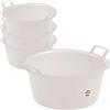 Sicignano Casalinghi Ingrosso Casalinghi Sicignano | Set 4 Bacinelle Tonde in Polietilene - Idonea al Contatto Alimentare - Multiuso per Cucina Lavanderia Giardinaggio Pulizie Domestiche - Resistente e Leggera, (Neutro, Ø 45x22 cm)