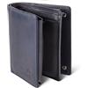 Matador Marca Portafoglio Uomo Grande #TORONTO con Nobile Scatola Regalo, Lusso Portafoglio Uomo RFID, Portacarte Uomo con Molti Scomparti per Carte, Blu Navy