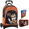 FCP Trolley Lyon Gamer con zaino organizzato staccabile + astuccio 3 piani completo + diario multicolore 2022/2023 + Omaggio portachiave fischietto e penna colorata
