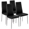 BAKAJI Set 4 Sedie Sala da Pranzo Salotto Cucina Design Moderno Struttura in Metallo e Seduta Imbottita in Ecopelle Dimensioni 98 x 41 x 45 cm (Nero)