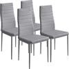 BAKAJI Set 4 Sedie Moderne sala da Pranzo Salotto Cucina Seduta Imbottita Ecopelle 4x Sedie in Promo Struttura Acciaio (Grigio)