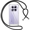 Pnakqil Cover per Xiaomi Redmi Note 14 Pro 5G/Poco X7 5G con Cordino, Trasparente Custodia con Laccio Tracolla Cellulare Girocollo Collana Protettiva per Redmi Note 14 Pro 5G 6.67, Nero