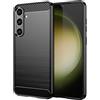 owlhold Cover per Samsung Galaxy S24+ / S24 Plus 5G, Custodia Spazzolata e Fibra di Carbonio Morbido Silicone TPU Slim Fit Case, Antiurto, Antigraffio, Antiscivolo, Protezione Grado Militare, Nero