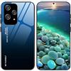 YUECXIN Cover per Honor 200 Lite, Ultra Sottile Molle Antiurto TPU Bumper Silicone Custodia, Premio Antigraffio Colore Sfumato Vetro Temperato Retro Case, Blu Nero