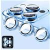 LucBuy Protezione per Obiettivo Della Fotocamera Compatibile con iPhone 13 Pro/13 Pro Max, Copertura per Fotocamera in Vetro Temperato Glitterato, Anelli Metallici Individuali
