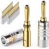 deleyCON 20 Pezzi Connettori a Banana Come Set - Placcato Oro Avvitabile per Cavo per Altoparlanti 0,75 mm - 4,5 mm & ad Esempio HiFi Ricevitore - Argento
