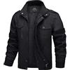 MAGCOMSEN Giacca invernale da uomo in caldo pile cargo militare bomber da lavoro casual giacca a vento con tasche multiple, Nero , L