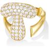 KissYan Anelli Donna con Iniziale A-Z, Oro Bolla Lettera Anello con Cubica Zirconia, Regolabili Personalizzato Anello Gioielli Regalo per Donne (Oro T)