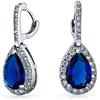 Bling Jewelry Orecchini Pendenti a Goccia con Zirconia Cubica Simulata Zaffiro Blu Stile Vintage 7CT AAA CZ Moda per Donne Prom Damigella d'Onore Matrimonio Placcati in Argento