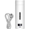 CENPEK Bollitore da viaggio da 500 ml Piccola tazza d'acqua elettrica con display della temperatura a LED con spegnimento automatico per viaggiare Bianco
