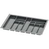 Sossai Inserto portaposate Sossai Divio per cassetti larghi 80 cm, 73x49 cm - ritagliabile, 12 scomparti, antracite, organizzatore in plastica per cassetti da cucina