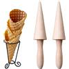 CTForest 2 Pezzi Stampo Cono in Legno, Stampo per Cialde Cono Gelato, Rotolo di Cialde, Adatto per Fare Waffle Fai Da Te e Coni Gelato