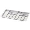 Sossai Inserto portaposate Sossai Divio per cassetti larghi 90 cm, 83x49 cm - ritagliabile, 14 scomparti, bianco, organizzatore in plastica per portaposate