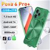 LenO Originale Pova 6 Pro Smartphone 7.3HD Schermo 22G + 2T Android14 10core 8000Mah Cellulare Dual Sim Face Sbloccato 5GMobile Telefono NFC - green
