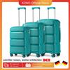 KONO Bagaglio da viaggio Kono in 3 pezzi 100% polipropilene con 4 ruote girevoli Valigia trolley con serratura TSA per bagaglio a mano e viaggio - Black