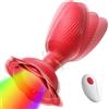 SuperLove Rose Glowing 360 Rotating & Vibrating Anal Plug with Remote Red