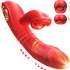 SuperLove 4in1 Licking & Biting Thrusting Rabbit Vibrator Red