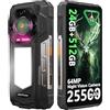 Ulefone Armor 33 Rugged Smartphone, 25500mAh 66W Cellulare 24GB+512GB/SD-2TB, 6.95 FHD+ 120Hz Altoparlante da 118 dB Android 15 mit 1100LM Luce LED Versatile, 50MP+64MP AI Cellulari 3-Slots/OTG/NFC