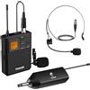 TONOR Microfono Wireless UHF con Microfono archetto/Lavalier Microphone Lapel Mic e