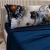 PETTI Artigiani Italiani - Lenzuola in Cotone con Federe in Stampa Digitale, Lenzuola Una Piazza e Mezza, Completo Letto Una Piazza e Mezza, Floreale 18 Blu Notte, 100% Made in Italy