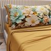 PETTI Artigiani Italiani - Lenzuola in Cotone con Federe in Stampa Digitale, Lenzuola Una Piazza e Mezza, Completo Letto Una Piazza e Mezza, Floreale 9 Giallo Ocra, 100% Made in Italy