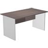 Artexport Scrivania frassino toscano con modesty panel - gambe a pannello in legno grigie - 140 x 80 x 72 cm