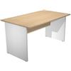 Artexport Scrivania rovere con modesty panel - gambe a pannello in legno grigie - 140 x 80 x 72 cm
