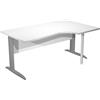 Artexport Scrivania bianca destra con modesty panel - gambe a L in metallo antracite - 160 x 100/80/60 x 72 cm